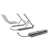 Support rotatif pliable réglable en alliage d'aluminium portable 12-en-1 USB 3.0 5 Gbps pour charge/transfert de données/sortie vidéo