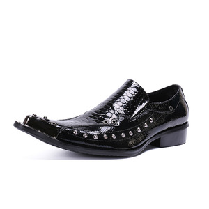 Tendencia de moda Cabeza de hierro Vino rojo Negro brillante Primavera y otoño Moda Zapatos de hombre Peluquería Club nocturno británico Show - Product Image 3