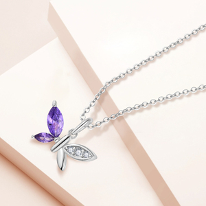 סט תכשיטי פרפר כסף סטרלינג סט מצופה רודיום אמטיסט סגול מעוקב זירקונייה 925 כסף כסטים מעוצבים מקוריים - Product Image 5