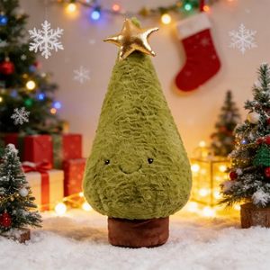 Almohada de Peluche con Forma de Árbol de Navidad y Estrella en la Punta, Decoración Suave Verde para el Hogar, Regalo para Niños y Fiestas - Product Image 5