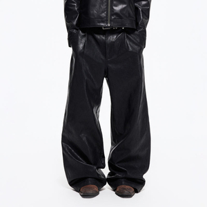 Pantaloni Casual in <span class=keywords><strong>Ecopelle</strong></span> da <span class=keywords><strong>Uomo</strong></span> Personalizzati, Gamba Dritta con Pieghe - Product Image 1