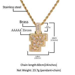 Uwin Vintageメモリーカスタムネームペンダント散乱CZシャイニーバゲットイニシャルレターネックレス垂直文字女性用メンズジュエリー - Product Image 6