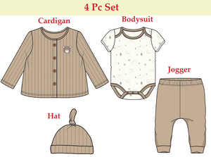 Nouvel Ensemble Bébé Printemps Automne en Gros, Tenue Adorable en Coton pour Bébé 0-1 An avec Porte-Vêtements et Sous-Vêtements Deux Pièces - Product Image 6