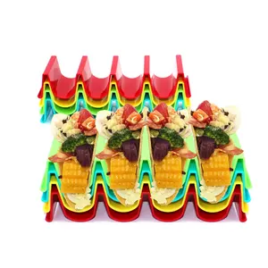 Оптовая продажа, 4 шт., пластиковые разноцветные держатели для Тако CHRT, мексиканская еда, 4 или 5