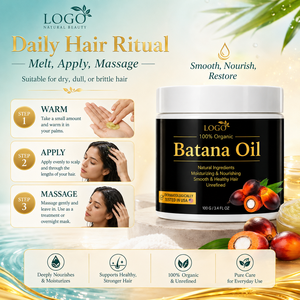 Baume capillaire à l'huile de Batana bio pour cheveux secs et abîmés, hydratation intense, soin du cuir chevelu et brillance saine et lisse - Product Image 2