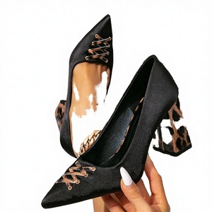 รองเท้าส้นสูงลายเสือดาวสีดำเรียบง่าย ดีไซน์แบบสวม ปลายแหลม เพิ่มความสูง เซ็กซี่ เหมาะสำหรับงานปาร์ตี้ ฤดูร้อน พื้นยาง - Product Image 3