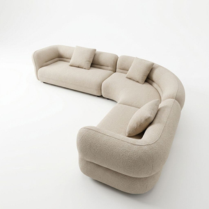 L-Shape Modular Sectional Vacuum Compressed <b>Sofa</b> Set, Corduroy High Resilience Foam Modern Sectional Couch Hotel - Product Image 4