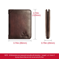 Dompet Kulit Asli Pria Anti-RFID Ultra Tipis dengan Jendela Kartu Identitas dan Lapisan Poliester untuk Perjalanan