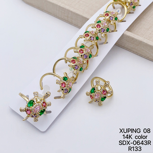 Joyería XUPING al por Mayor, <span class=keywords><strong>Anillo</strong></span> <span class=keywords><strong>de</strong></span> Moda con Baño <span class=keywords><strong>de</strong></span> Oro <span class=keywords><strong>de</strong></span> 14K, Piedras Sintéticas CZ, Diseño <span class=keywords><strong>de</strong></span> Oso y <span class=keywords><strong>Tortuga</strong></span> - Product Image 1