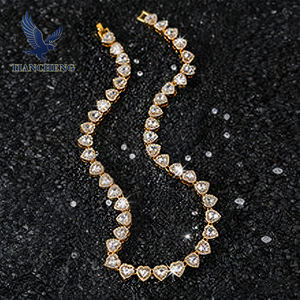 10 मिमी दिल के आकार की रॉक चीनी श्रृंखला वसंत क्लैंप पूर्ण डायमंड ज़िरकॉन टेनिस श्रृंखला व्यक्तित्व सोना प्लेटेड सीज़ हिप हॉप हार हार - Product Image 3