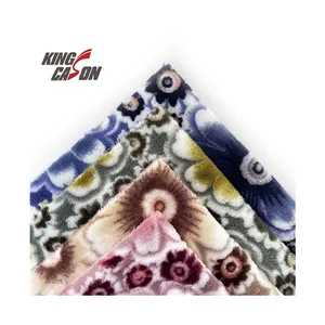 Kingcason Nhà Máy 100% Polyester Ánh Sáng Trọng Lượng Đẹp Hoa Thiết Kế Ghi Trong Hai Bên Flannel Lông Cừu Vải Cho Hàng May Mặc Chăn