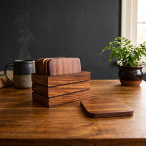 Colección de Posavasos de Madera de Acacia Pulida, Acabado Premium Hecho a Mano, Decoración Elegante para Mesa, Artesanía de Madera Premium, Unidades de Manteles Individuales - Product Image 1