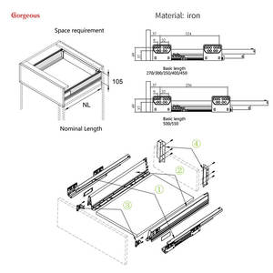 고품질 이중벽 서랍 박스 3D 조절 주방 캐비닛 서랍 슬라이드 부드러운 닫힘 주방 캐비닛 서랍 슬라이드 - Product Image 6