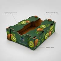 Boîte d'emballage en carton ondulé robuste et imperméable, imprimée sur mesure, avec poignées et ventilation pour pommes et légumes frais