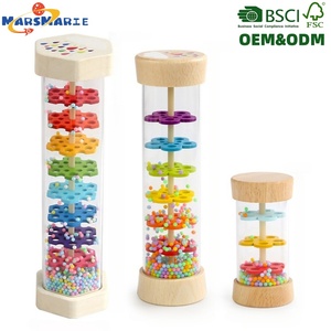 Tambour de pluie en bois <span class=keywords><strong>pour</strong></span> l'éducation précoce, instrument de <span class=keywords><strong>musique</strong></span>, jouet musical <span class=keywords><strong>pour</strong></span> bébés et enfants, entraînement de la coordination œil-main, vente chaude - Product Image 1