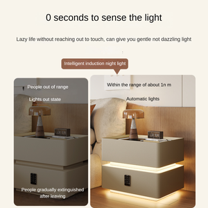 Comodino Intelligente Semplice e Moderno, Lussuoso Comodino Smart per Camera da Letto, Mobile in Legno Massello con Serratura - Product Image 2