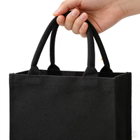 Bolsa de Mano de Lona Negra con Logotipo Personalizado, Bolsas de Compras de Algodón Reutilizables Ecológicas, Bolsos de Mano de Tela Lisa Resistentes de Lujo para Mujer