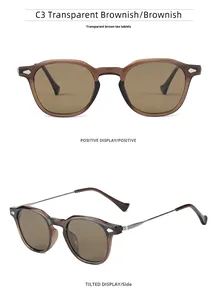 ZS P9201 Nouvelles lunettes de soleil polarisées carrées à monture en <span class=keywords><strong>acier</strong></span> inoxydable TR90, style vintage unisexe, sensation haut de gamme - Product Image 4