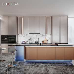 Sofeyia hiện đại tùy chỉnh nhà bếp tủ nhà Máy Giá hoàn chỉnh nhà bếp tủ đồ nội thất đặt MDF Kính bồn rửa vòi nước căn hộ - Product Image 1