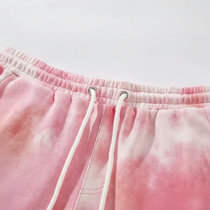 2025 pantalones cortos transpirables de algodón 100% personalizados para hombre con cordón, pantalones cortos transpirables con tinte de corbata para hombre a la venta - Product Image 1