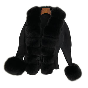 Élégant Cardigan Réversible en Fausse Maille Mignon et Élégant <span class=keywords><strong>Manteau</strong></span> d'Hiver Couleur Personnalisée avec Col et Poignets en Fourrure Respirante pour le Printemps - Product Image 6