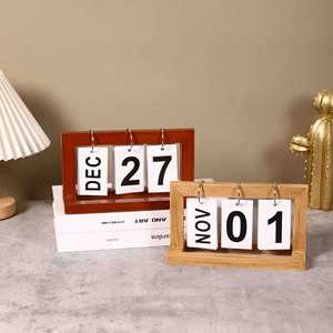 Adorno de calendario de madera de Mystic Arts, decoración de escritorio de estilo minimalista para el hogar, oficina, regalo artesanal - Product Image 2