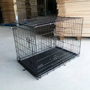 Vente chaude transporteur pour animaux de compagnie grande Cage pour animaux de compagnie en acier caisse pour chien robuste pliable en métal grand chien chat Cage avec plateau - Product Image 5