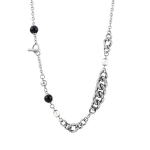 Collar de cadena de perlas con cuentas geométricas estilo punk europeo americano para hombres y mujeres, joyería de moda para fiestas, aleación de zinc XYN0040 - Product Image 5