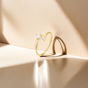CANNER Wholesale 925 Sterling Silver 18K Yellow <b>Gold</b> Plated <b>Opal</b> Stone Adjustable Engagement <b>Ring</b> Women's Jewelry Wedding Party - Product Image 3
