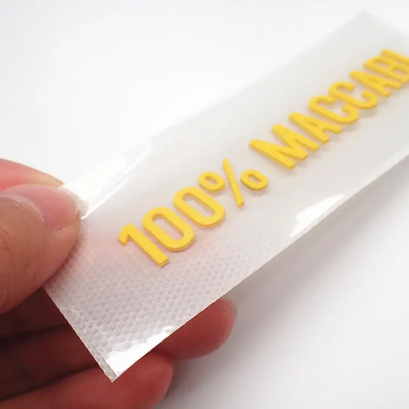 Etiquetas de goma de silicona personalizadas sin etiqueta, transferencia de calor con letras 3d y números, Impresión de transferencia de logotipo y nombre