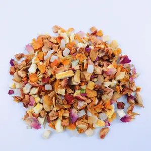 Cubos de frutas secas mezcladas en China, té de flores, naranja dulce, miel, melocotón