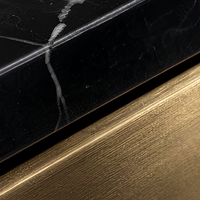 Table à manger en marbre Nero Marquina haut de gamme, table en marbre naturel, table rectangulaire, table avec base en métal