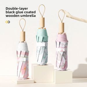 Paraguas Plegable Doble de Doble Capa con Diseño Floral Moderno y Creativo, con Revestimiento Negro, para Sol y Lluvia - Product Image 3