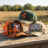 Gorra de Béisbol Richardson 112 Trucker con Parche de Cuero Bordado con Logotipo Personalizado, Camuflaje Duck, 6 Paneles, Estructurada, Cierre a Presión, Malla