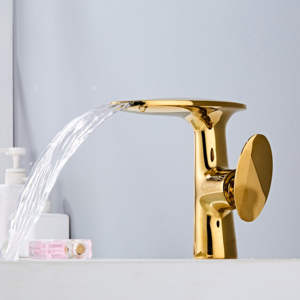 Robinet de lavabo cascade blanc, poignée unique, robinet mélangeur moderne pour lavabo de salle de bain, noyau de vanne en céramique, finition chromée pour eau chaude/froide - Product Image 3