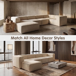 Sofá Modular Minimalista Comprimido, Sofá sin Marco de Tela de Pana, Sofá de Sala de Estar Combinable Empacado al Vacío - Product Image 3