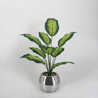 Arbre artificiel en pot avec feuilles dentelées en PE pour décoration intérieure moderne et tendance