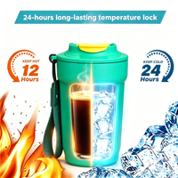 Mug à café isotherme à double paroi de 450 ml avec couvercle rabattable, design personnalisé, bouteille d'eau, tasse de voyage, plusieurs couleurs