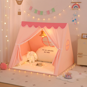 เต็นท์ปราสาทเจ้าหญิงสำหรับเด็กเล่นในร่ม สำหรับเด็กผู้หญิงและเด็กเล็ก มีหน้าต่าง พกพาสะดวก ทำจากโพลีเอสเตอร์ บ้านของเล่นขนาดเล็ก - Product Image 1