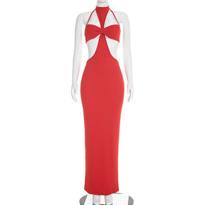 Viviblook D26DS017 Vestido Largo de Verano para Mujer, Nuevo, Color Sólido, Sexy, con Tirantes Finos y Aberturas, sin Mangas, para la Noche - Product Image 2