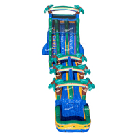 Toboggan aquatique gonflable double piste de 22 pieds avec piscine, thème palmier tropical, pour événements commerciaux et fêtes estivales en extérieur