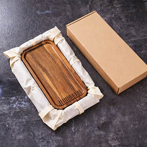 صينية مستطيلة من خشب الأكاسيا على الطراز الياباني لتقديم الفاكهة والشاي والحلويات في المنزل أو الفندق للحفلات - Product Image 5