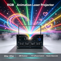 Projecteur laser de scène à animation RGB 40W pour contrôle par application, système de spectacle graphique ILDA DMX, mariage, club, concert, IP33