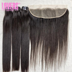Vente en gros de mèches de cheveux humains bruts 100% avec fermeture en dentelle frontale, fournisseur de cheveux bruts alignés sur la cuticule, mèches de cheveux bruts alignées sur la cuticule - Product Image 1