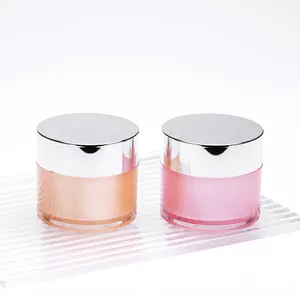 15G 30G 60G Hete Roze Frosted Luxe Acryl Poederpot Sliver Cap Diepe Hydratatie Crème Container Met Binnenvoering En Dop