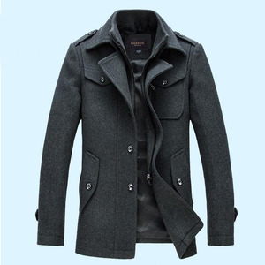 <span class=keywords><strong>Manteau</strong></span> en Laine Homme Automne <span class=keywords><strong>Hiver</strong></span>, Pardessus Business avec Col Tailleur, Motif Trench Brodé en Tissu Tricoté - Product Image 6