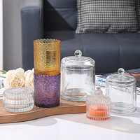 Bocaux à bougies de Noël décoratifs, bocaux à bougies en verre transparent vides uniques pour la décoration de la maison et les fêtes