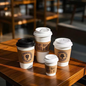 Vaso <span class=keywords><strong>de</strong></span> Papel Desechable Ecológico y Reciclable <span class=keywords><strong>de</strong></span> Doble Pared con Logotipo Personalizado <span class=keywords><strong>para</strong></span> Té y Café con Tapa <span class=keywords><strong>para</strong></span> Bebidas Calientes - Product Image 2