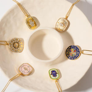 G3082 Groothandel Ovale <span class=keywords><strong>Tarot</strong></span> Kaart Duivel Oog Zodiac Zirkoon Hanger Ketting Voor Vrouwen Mode Sieraden Kettingen - Product Image 4