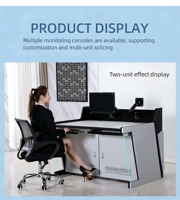 Console de Commande Double Siège Luxe 1200*900*750mm pour Centre de Contrôle, Console d'Opération Courbe Personnalisée pour Salle de Surveillance et Centre de Données